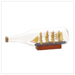 TALL SHIP IN BOTTLE W/AMER FLG