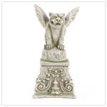ALABASTRITE GARGOYLE ON PEDESTIAL