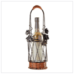 METAL/RATTAN WINE BOTTLE BASKT
