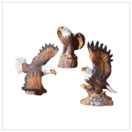 SET OF 3 PORCELAIN EAGLES ON TRUNK