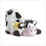PORCELAIN COW W/BELL COOKIE JAR
