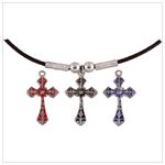 BLACK CORD CROSS NECKLACE