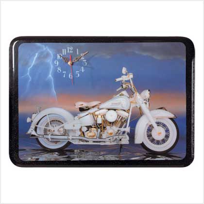 WHITE MOTORCYCLE CLOCK