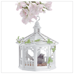 WOOD WHITE GAZEBO BIRDFEEDER