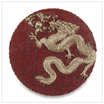 ALABASTRITE  GOLD DRAGON ROUND PLAQUE