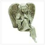 GARDEN ANGEL W/BIRD-VERDIGRIS