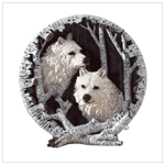 ALABASTRITE  WHITE WOLVES PLATE