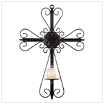 METAL CROSS WALL CANDLE HOLDER