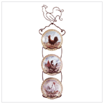 4PC ROOSTER PLATES/DISPLAY SET