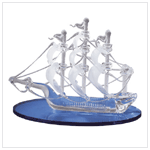 SPUN GLASS SAIL BOAT/BLUE BASE
