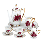 10-PC CERAMIC ROSES TEA SET
