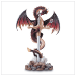 ALABASTRITE RED DRAGON ON SWORD
