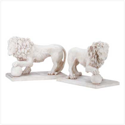STATELY LION STATUE DUO