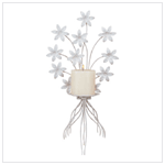 METAL WHITE FLORAL CANDLEHLDER