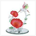 SPUN GLASS HUMMINGBIRD/FLOWERS