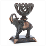 ALABASTRITE ELEPHANT/BASKET CANDLHLDR
