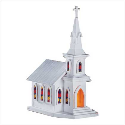 WOODEN CHURCH WITH LIGHT
