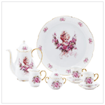10 PC PORCELAIN CHERUB DOLL TEA SET