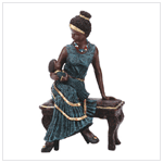 ALABASTRITE MOTHER AND CHILD ON BENCH