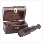 MANGO WOOD BOX WITH TELESCOPE