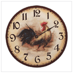 WOOD ROOSTER WALL CLOCK