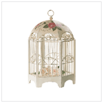 METAL DISTRESS FLORAL BIRDCAGE