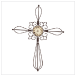 METAL RUSTIC CROSS WALL CLOCK