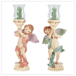 ALABASTRITE CHERUBS GLASS VOTIV HLDRS
