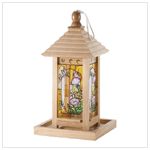 WOOD STAINGLASS BRDFEEDR-HBIRD