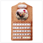 ROOSTER CALENDAR AND CLOCK