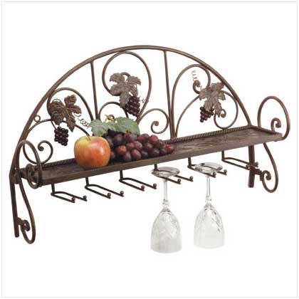GRAPEVINE WALL SHELF W/ RACK