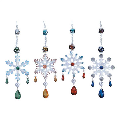 4 PC. JEWEL SNOWFLAKE ORNAMNTS