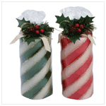 CANDY CANE PILLAR CANDLE SET