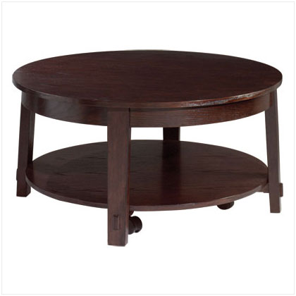 British Colonial Decor Gifts - WOOD ROUND COFFEE TABLE - 38'