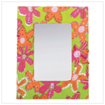 FLORAL FABRIC FRAMED MIRROR