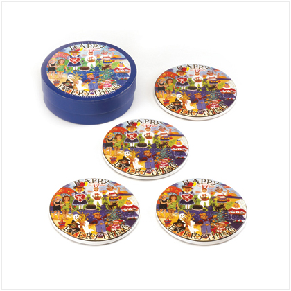4 PC HAPPY EVERYTHING COASTERS