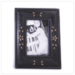 BRASS INLAY WOOD PHOTO FRAME
