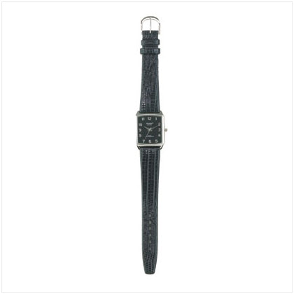 BLACK LEATHER EMBOSS BAND WTCH