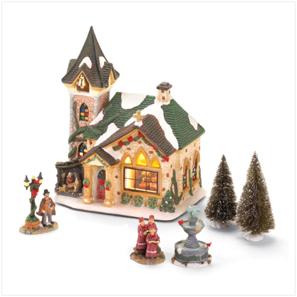 6PC LIGHTED CHURCH VILLAGE
