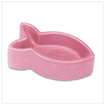 STONEWARE FISH SHAPED CAT BOWL