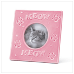 PINK STONEWARE CAT FRAME