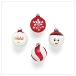 4 PC. CHRISTMAS GLASS ORNAMNTS