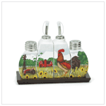COUNTRY ROOSTER CRUET SET