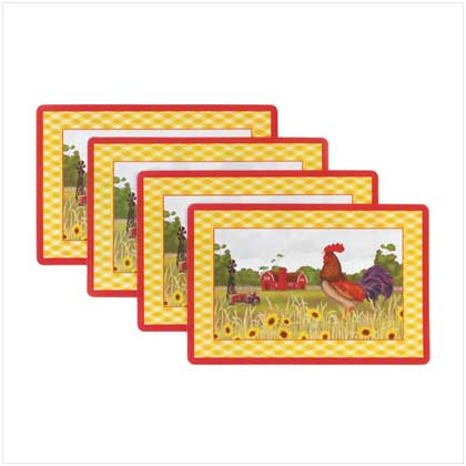 ROOSTER VINYL PLACEMATS-4 PC.