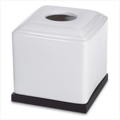 BLK & WHI CERAMIC TISSUE BOX