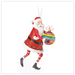 SANTA WITH STRIPED ORNAMENT