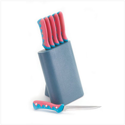 6 PC STEAK KNIFE W/WOOD STAND