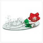 RED ROSE 'LOVE' MIRRORED SCULP