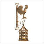 METAL ROOSTER WALL LANTERN SET