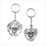 PEWTER SKULL KEYCHAIN SET